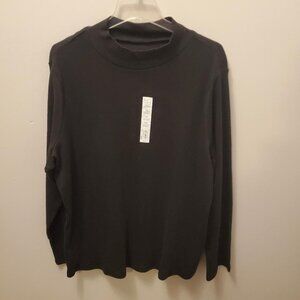 New w/tags Women's Croft & Barrow Mock neck Top, Size 1X, Black, Long Sleeve,